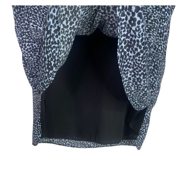 Ann Taylor LOFT Sleeveless Floral Print Silk Feel Blouse Lined L Blue Grey #2558 - Picture 10 of 12